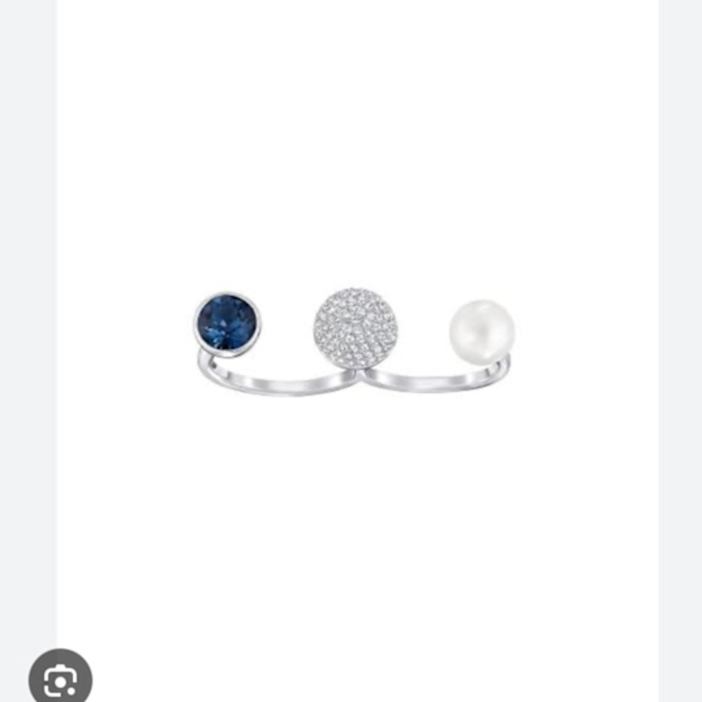 Swarovski Silver Ring with Blue and White Accents